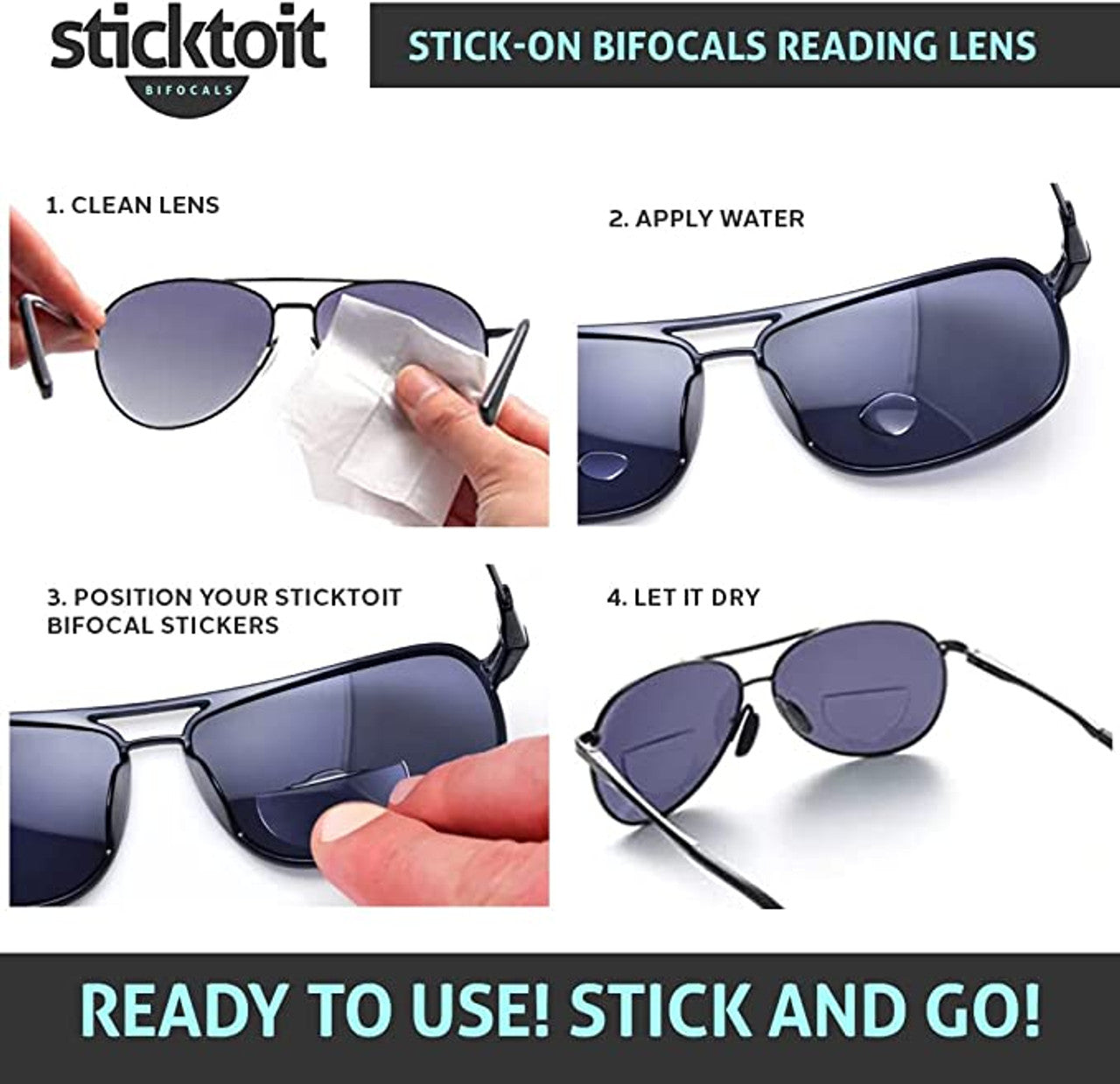 Sticktoit Stick-On Bifocals are easy to install