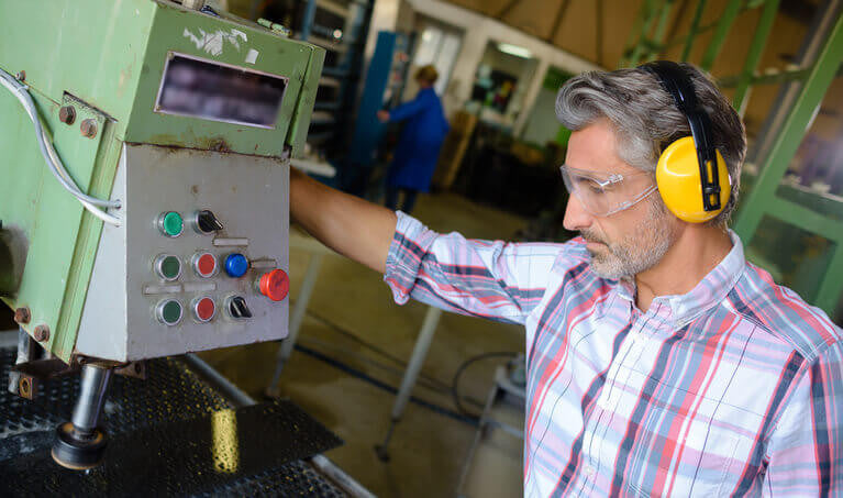 Man Wearing Earmuffs