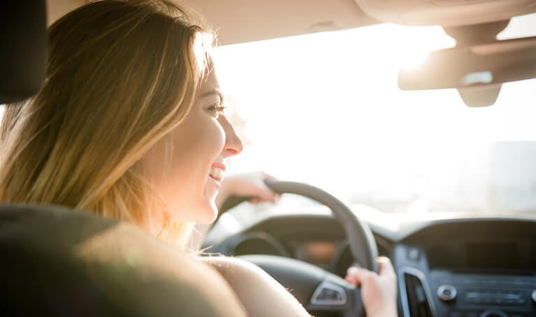 Girl Driving Sun