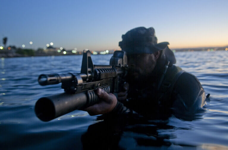 Navy Seal Emerges From The Water