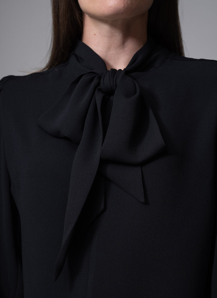 MATHILDE BLACK PUSSY BOW BLOUSE – The Shirt Company