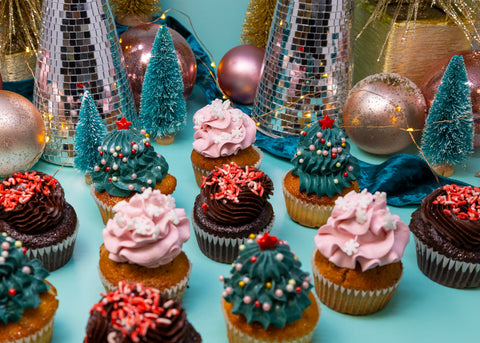 Holiday Cupcake Box full of 3 festive flavors, available for pickup and delivery in Austin