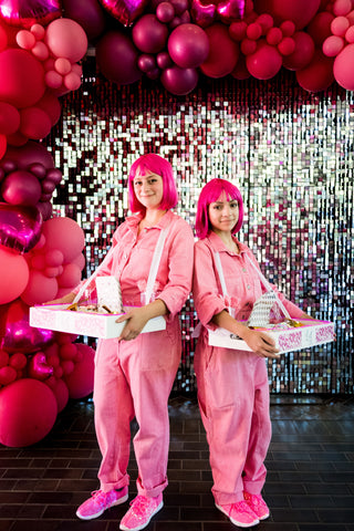 Cupcake Squad dressed in pink from head to toe for sparkly bat mitzvah in Austin, Texas