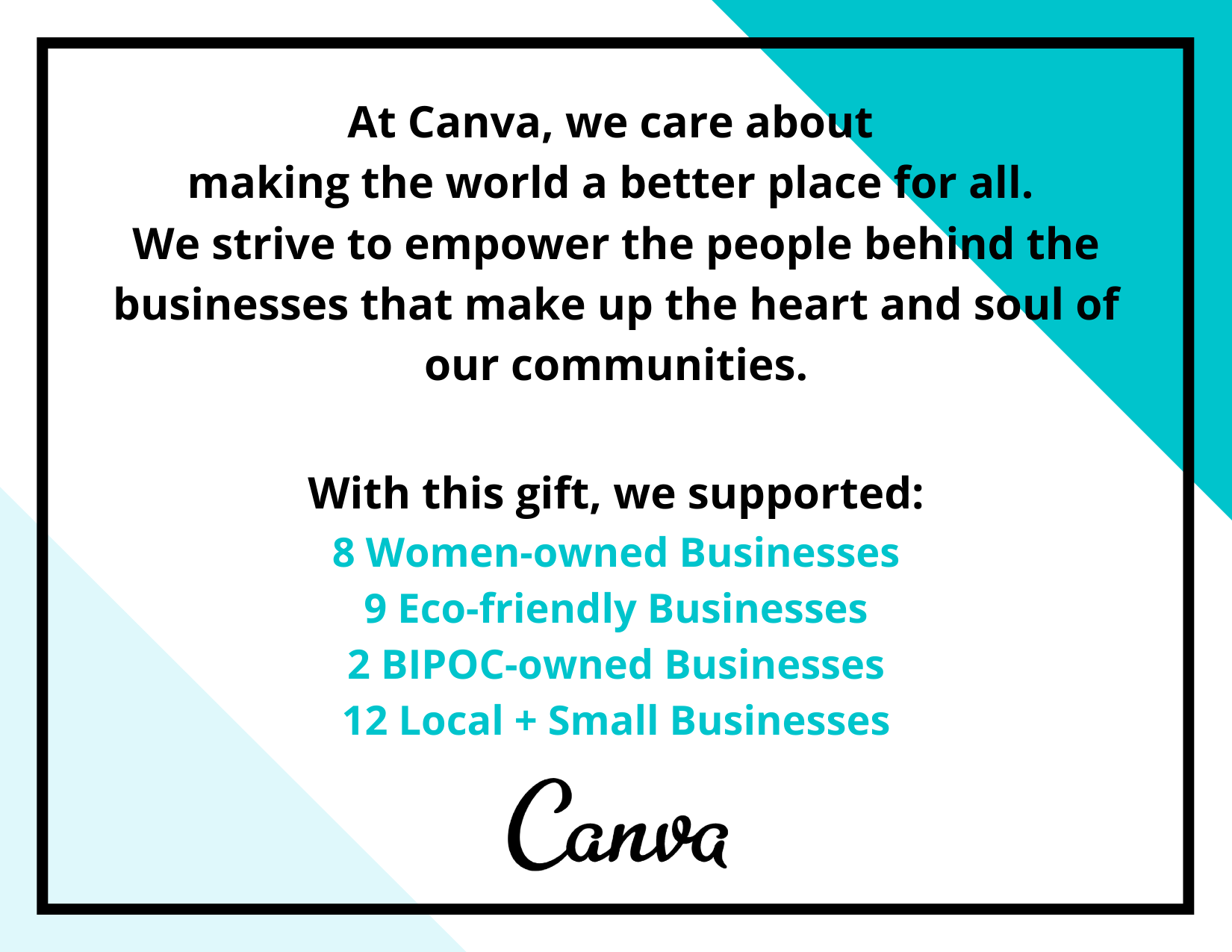 Canva cares about empowering small businesses