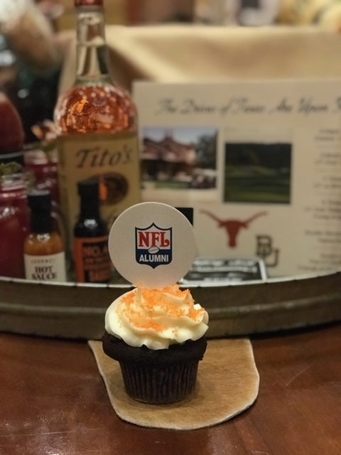 Chocolate cupcake with NFL topper