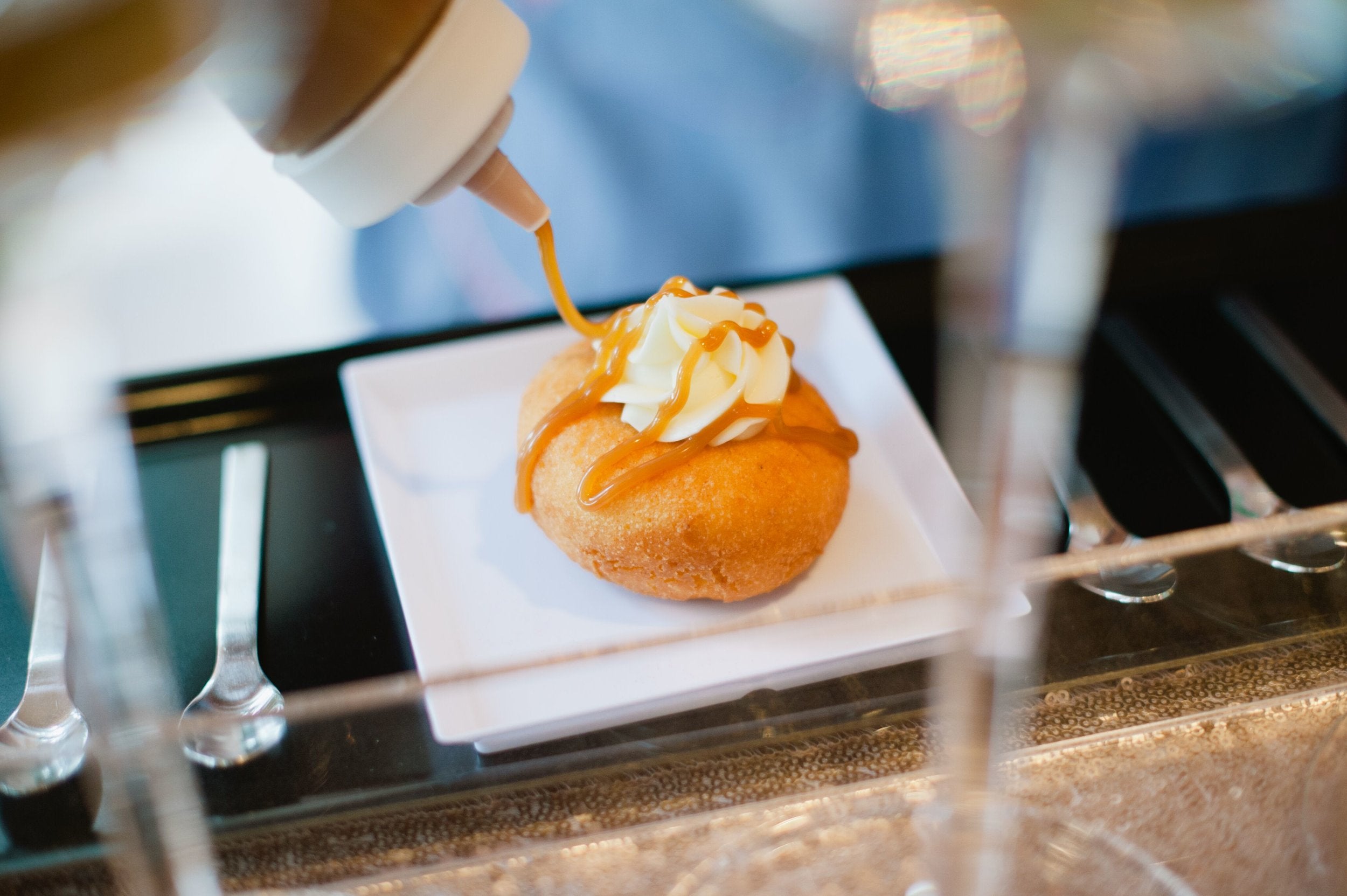 Drizzle salted caramel or sweet chocolate on top of your doughnut