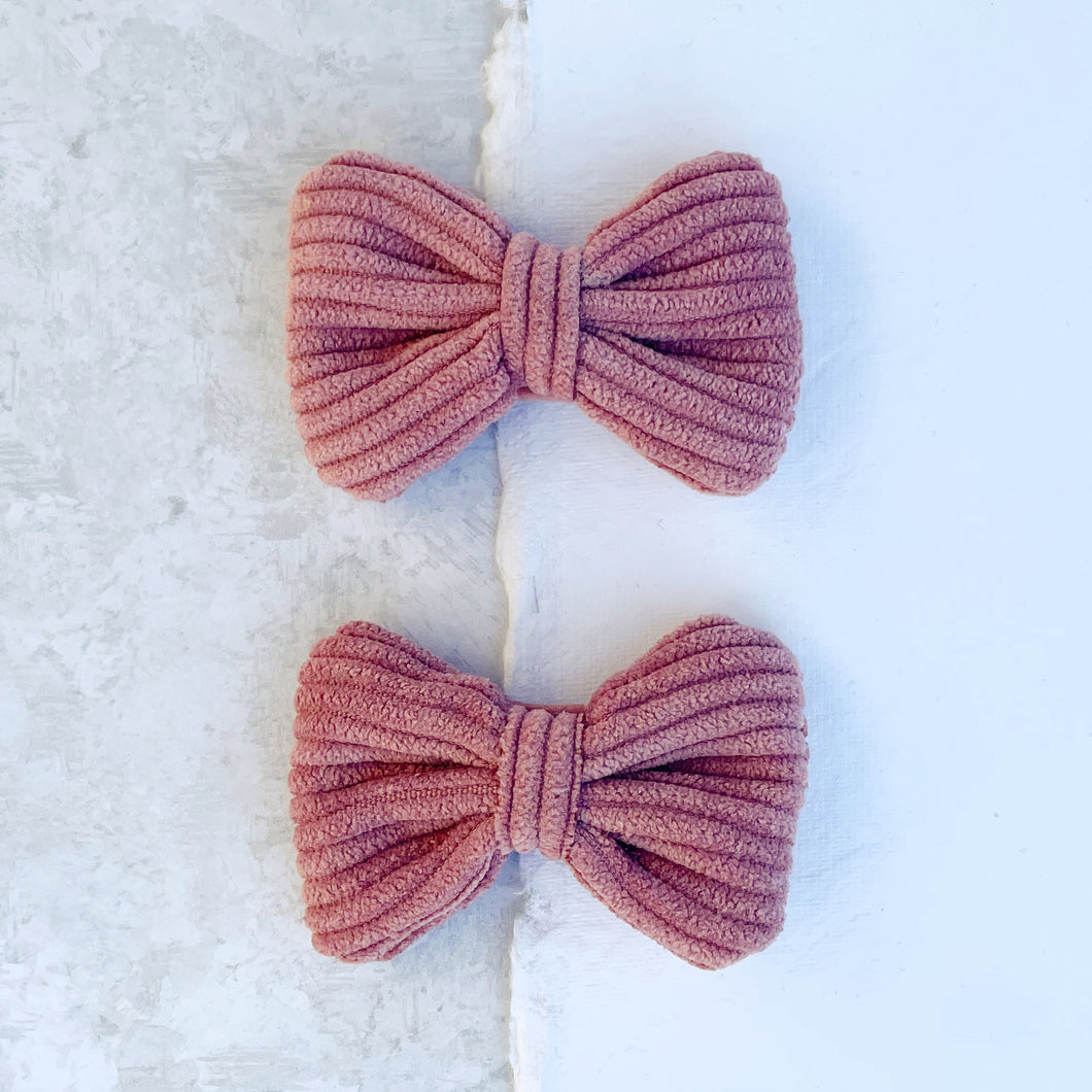 Pink Corduroy Bows (Set of 2)