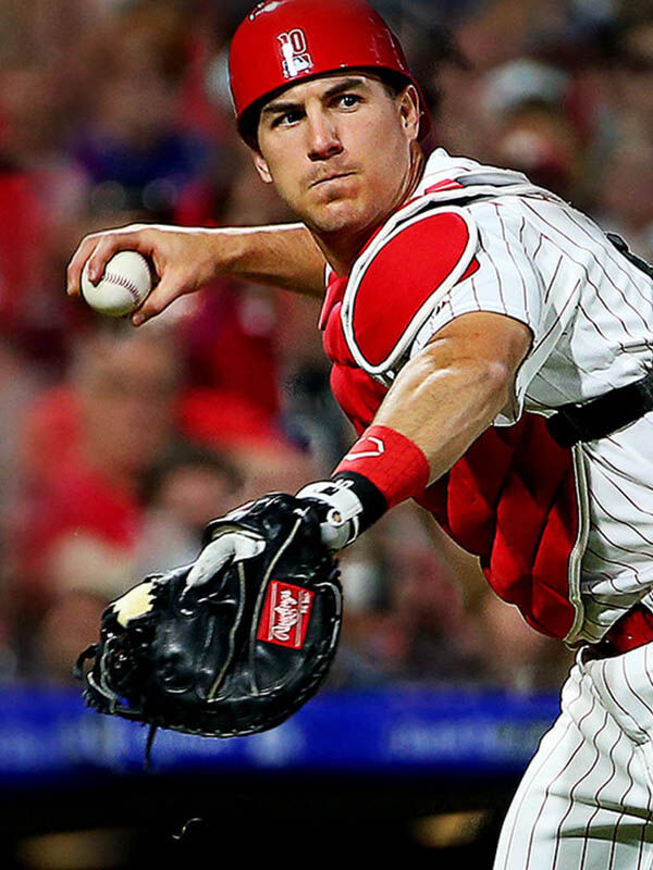 A detailed view of the custom Rawlings baseball glove worn by News Photo  - Getty Images