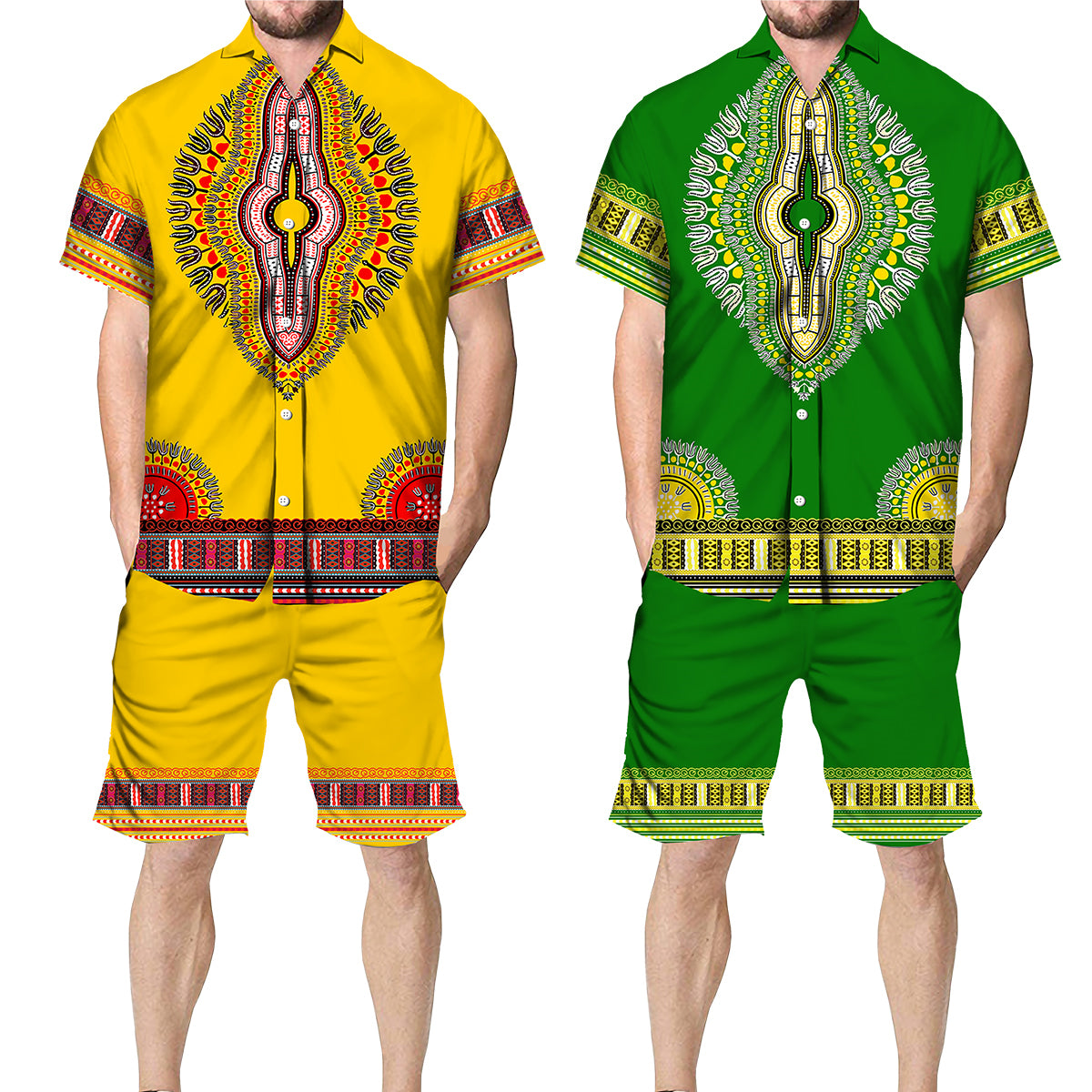 African Shirts Short Sleeve Button Shirt/Tracksuit