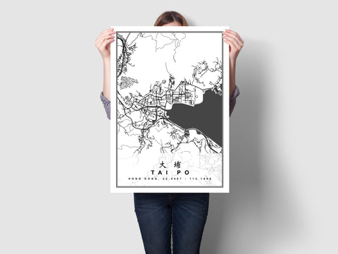 Tai Po Map Poster hong kong maper