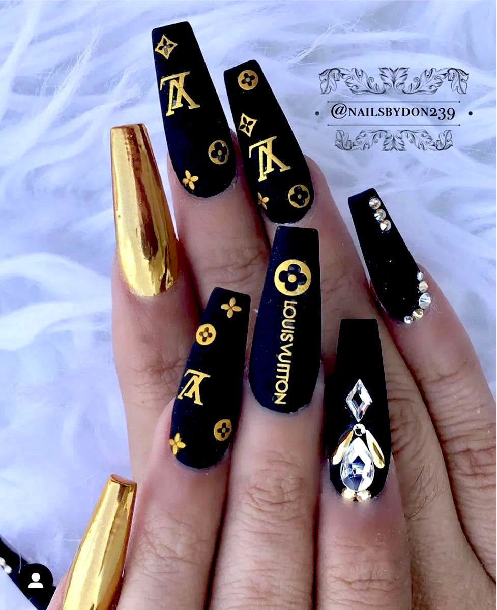 Brown Louis Vuitton Nails  Louis vuitton nails Stylish nails Fashion  nails