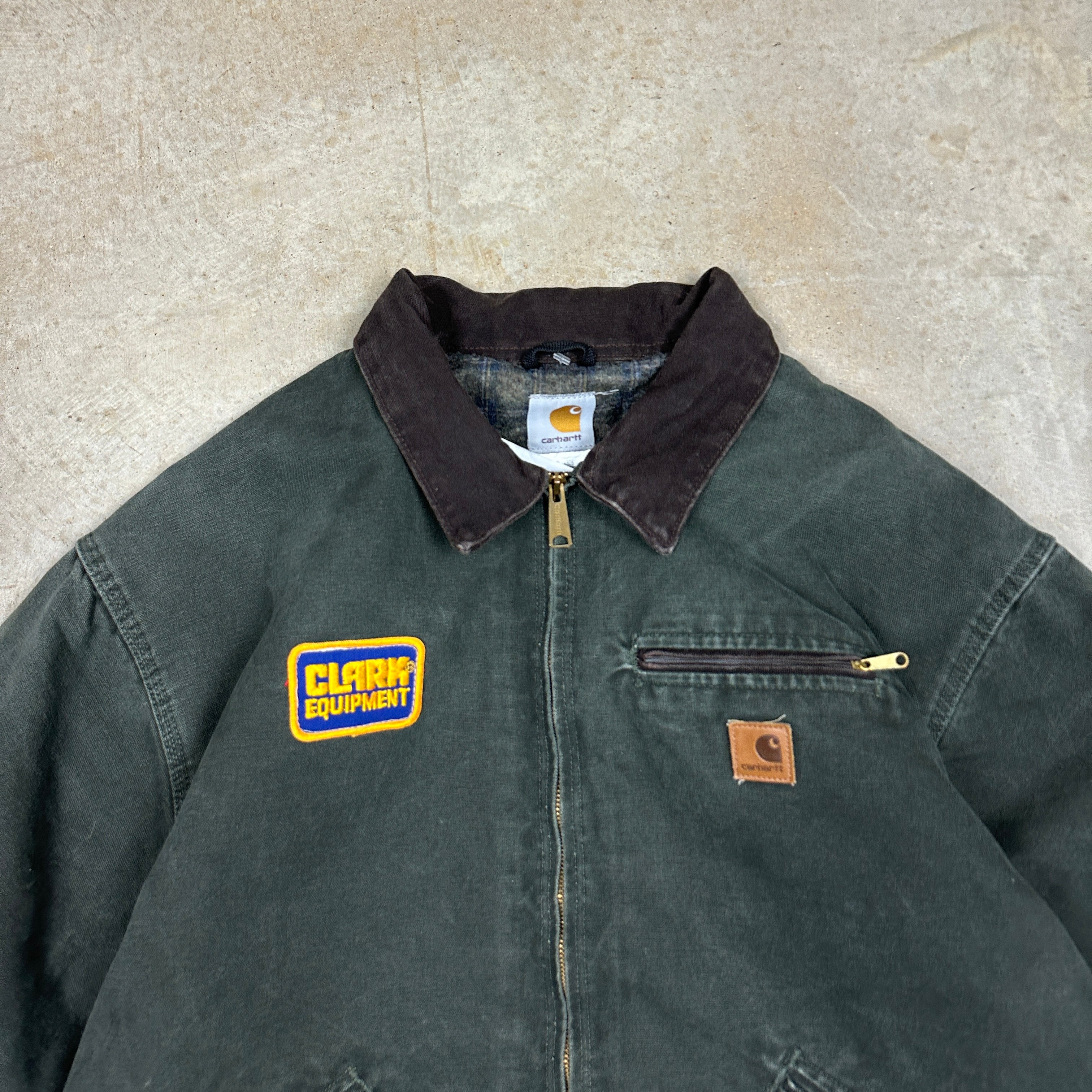 90s Patched Moss Green Carhartt Detroit Jacket XXL P76