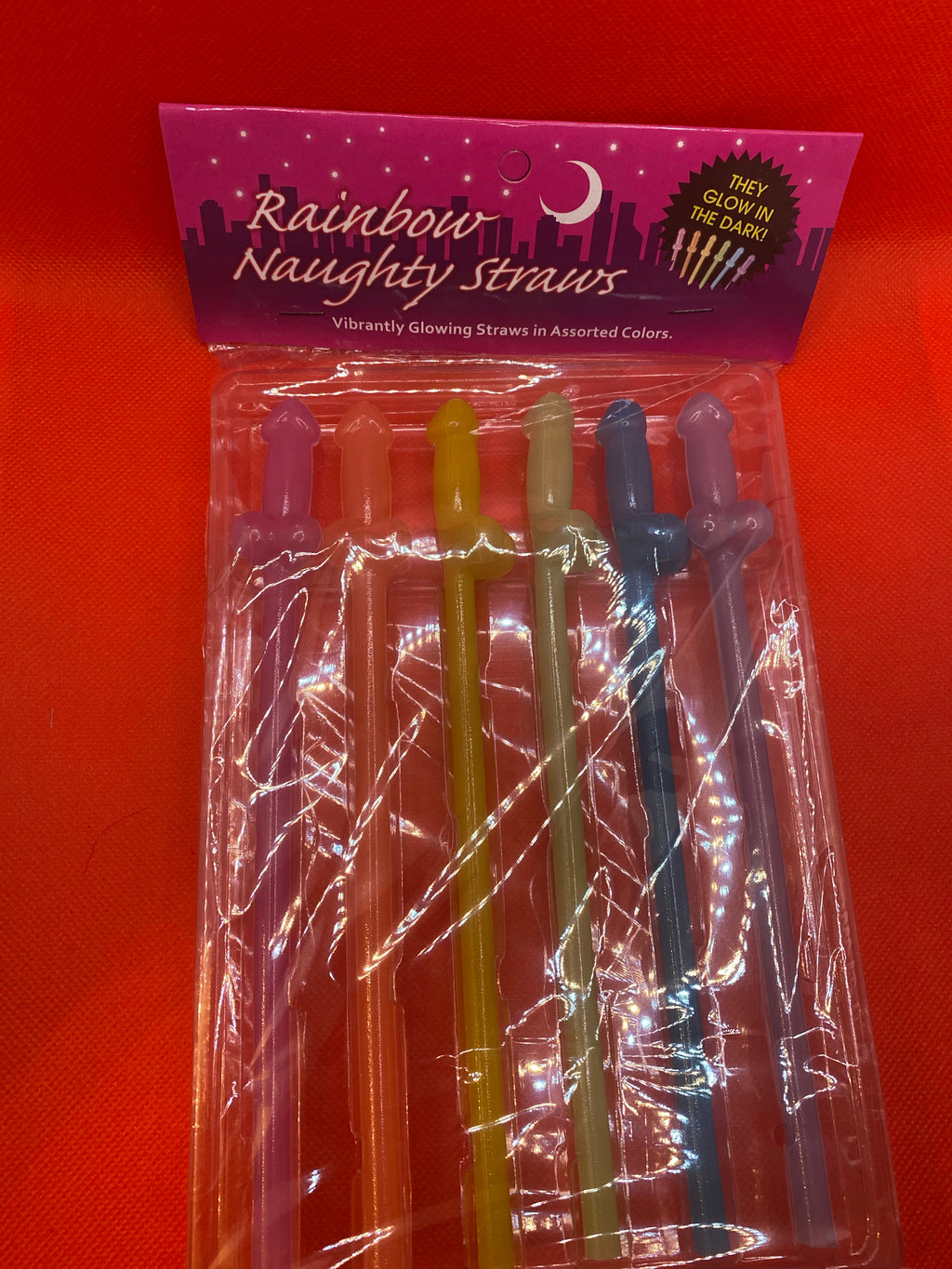 Rainbow Glowing Naughty Straws