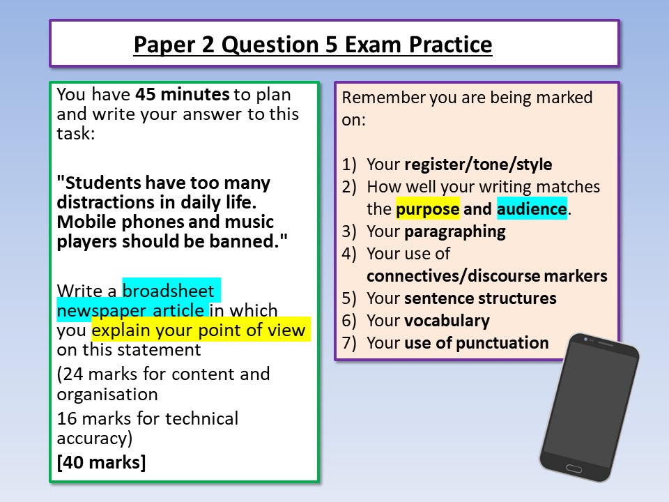 Aqa English Language Paper 1 Question 5 Model Answers 2019 - Printable ...