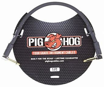 PIG HOG 1FT 1/4" RIGHT ANGLE - 1/4" RIGHT ANGLE 8MM INST. CABLE