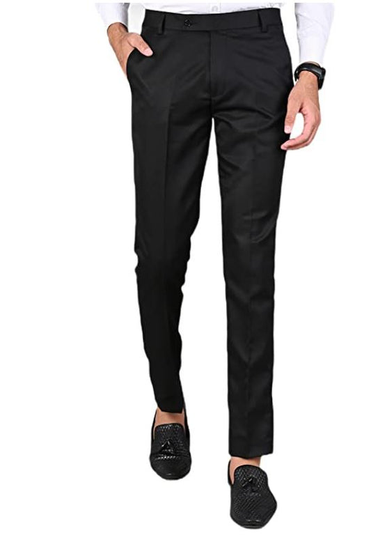 Buy Peter England Men Black Check Slim Fit Formal Trousers online