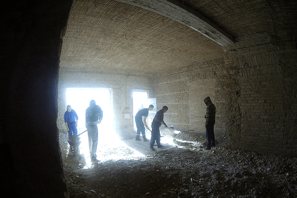 Clearing debris from interior premises I. 01