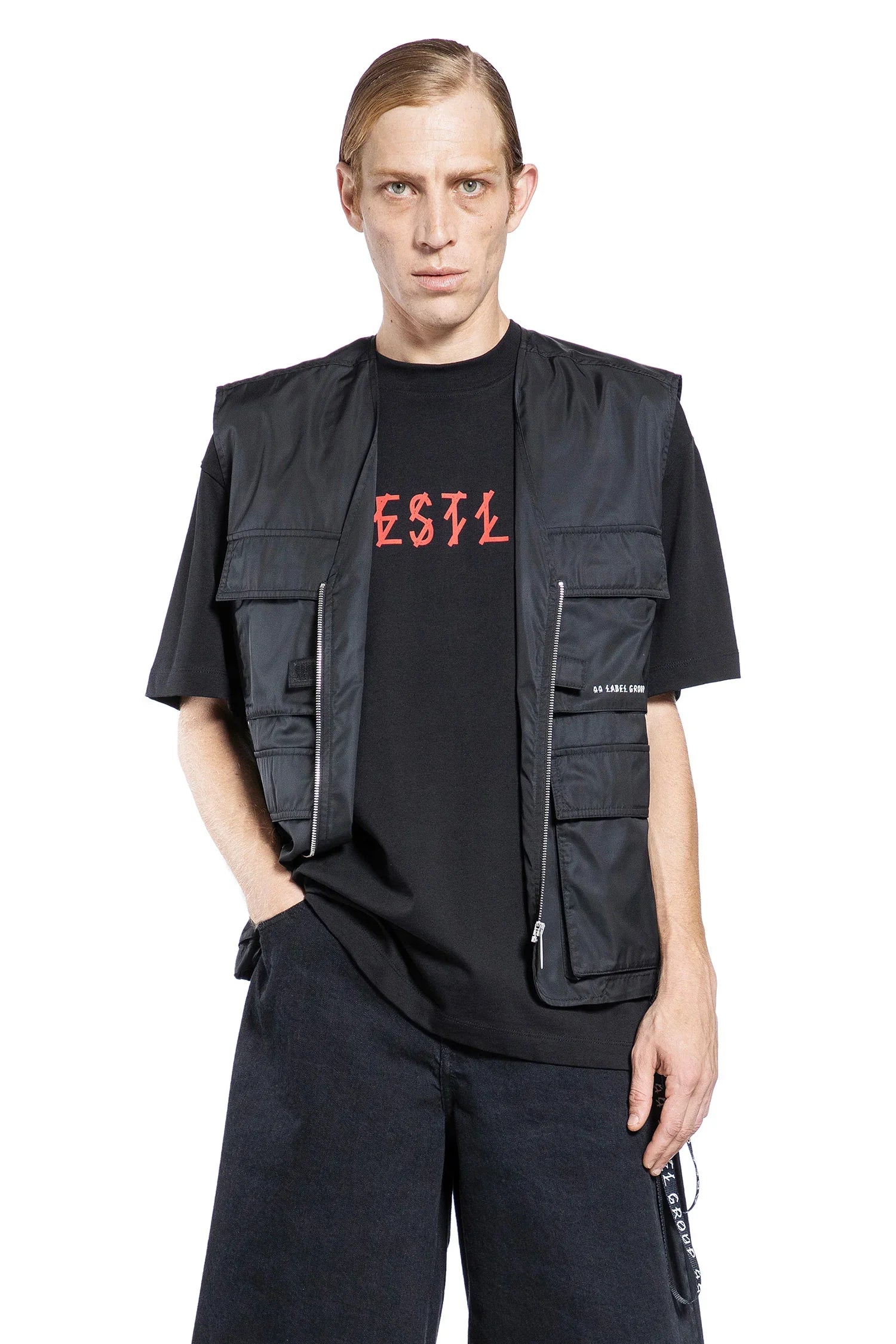 44 Label Group V-neck Sleeveless Vest In Black