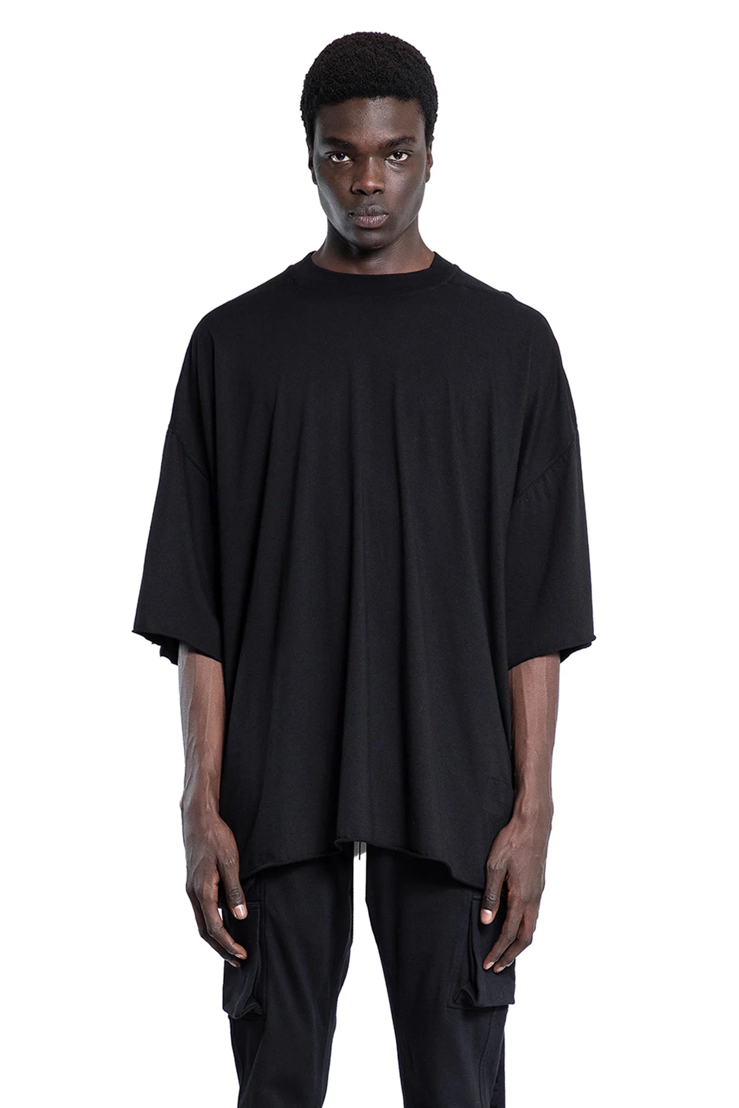 Rick Owens Drkshdw Drkshdw By Rick Owens Oversized Cotton T-shirt With Geometric Design And Relaxed Fit In Black
