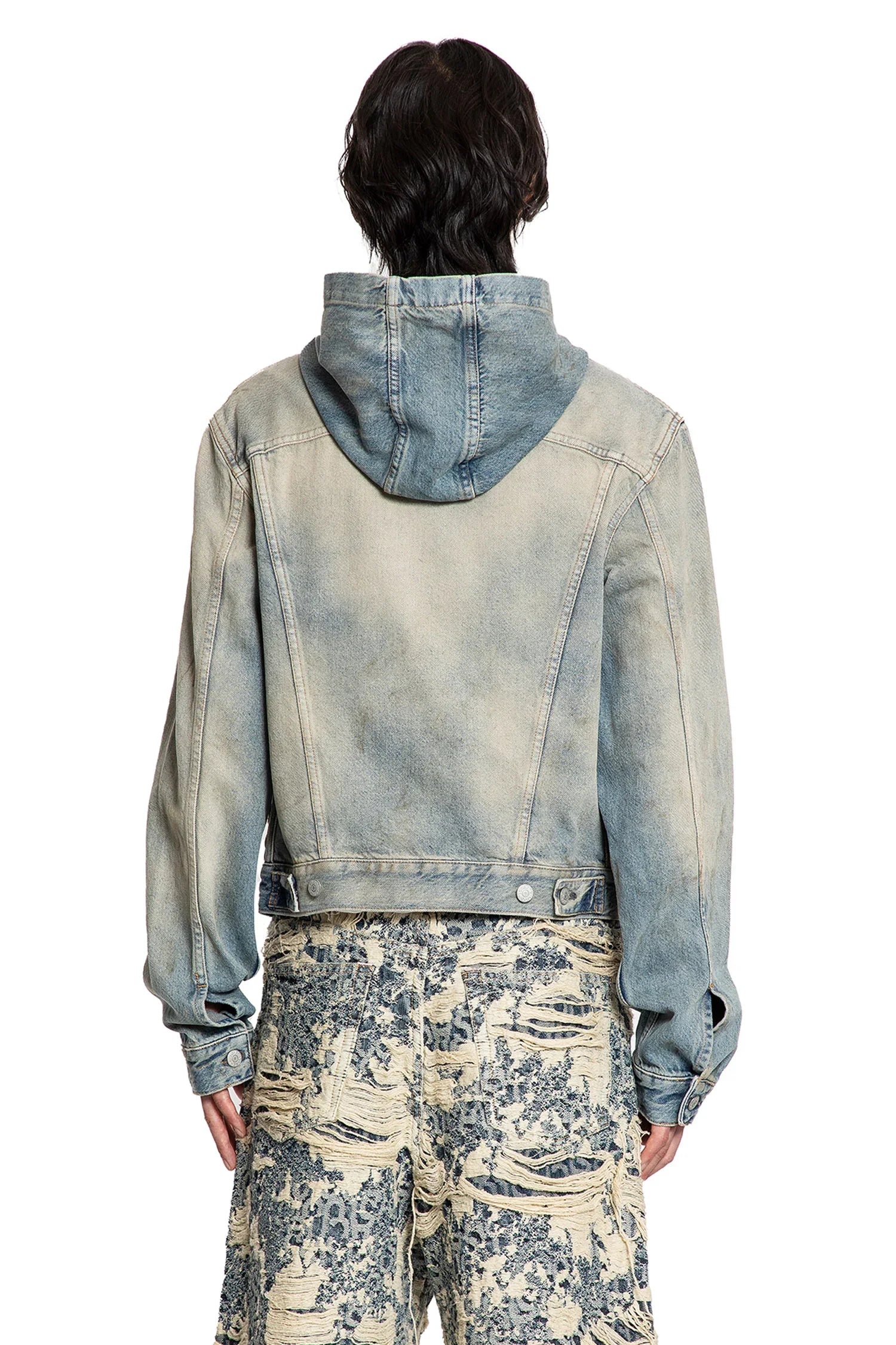 Acne Studios Mens Orayo Penicillin Hooded Denim Jacket Mid Blue Xl In Blue