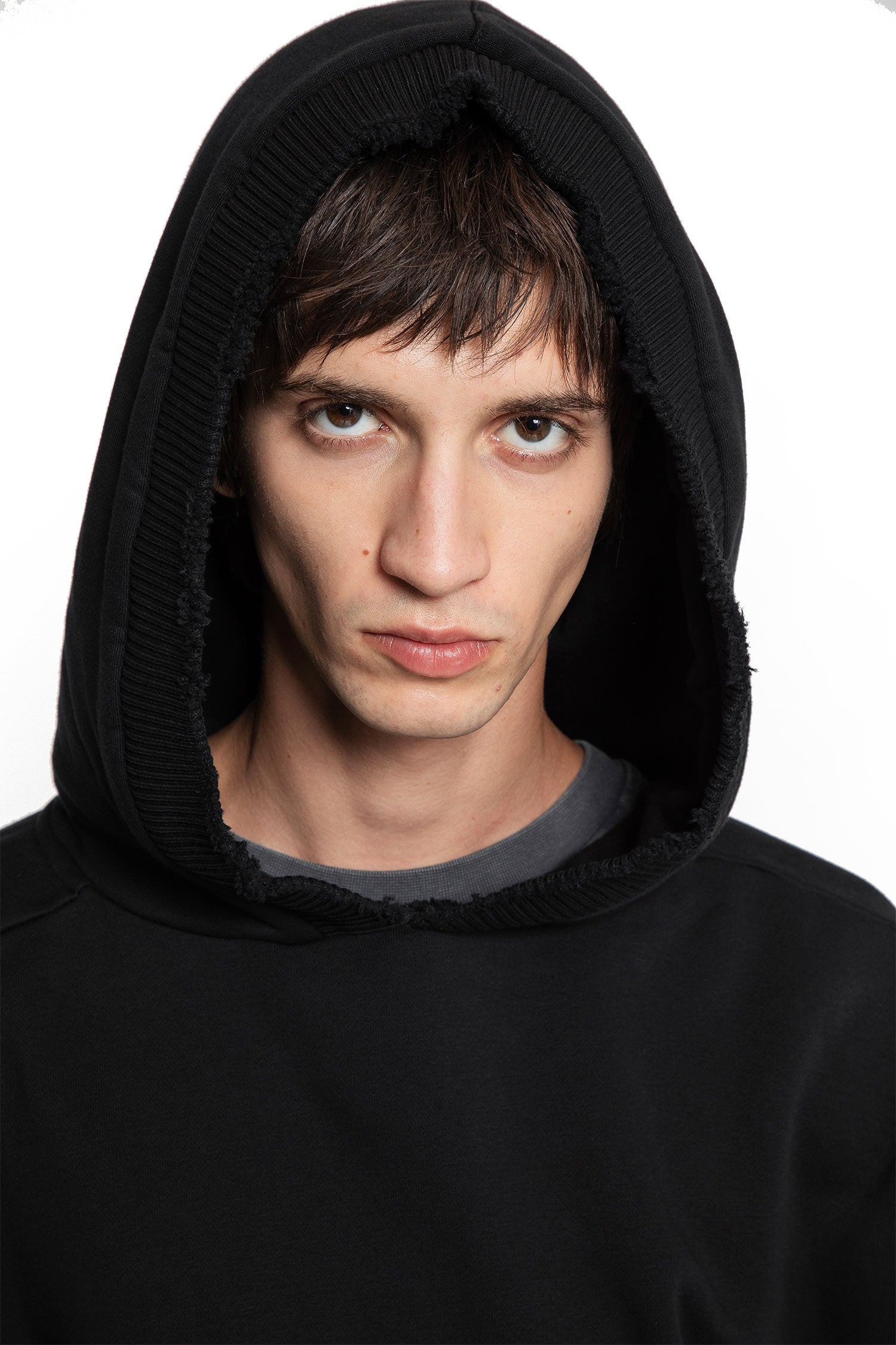 Thom Krom Cotton Jersey Hoodie With Hand Gaiters In Black