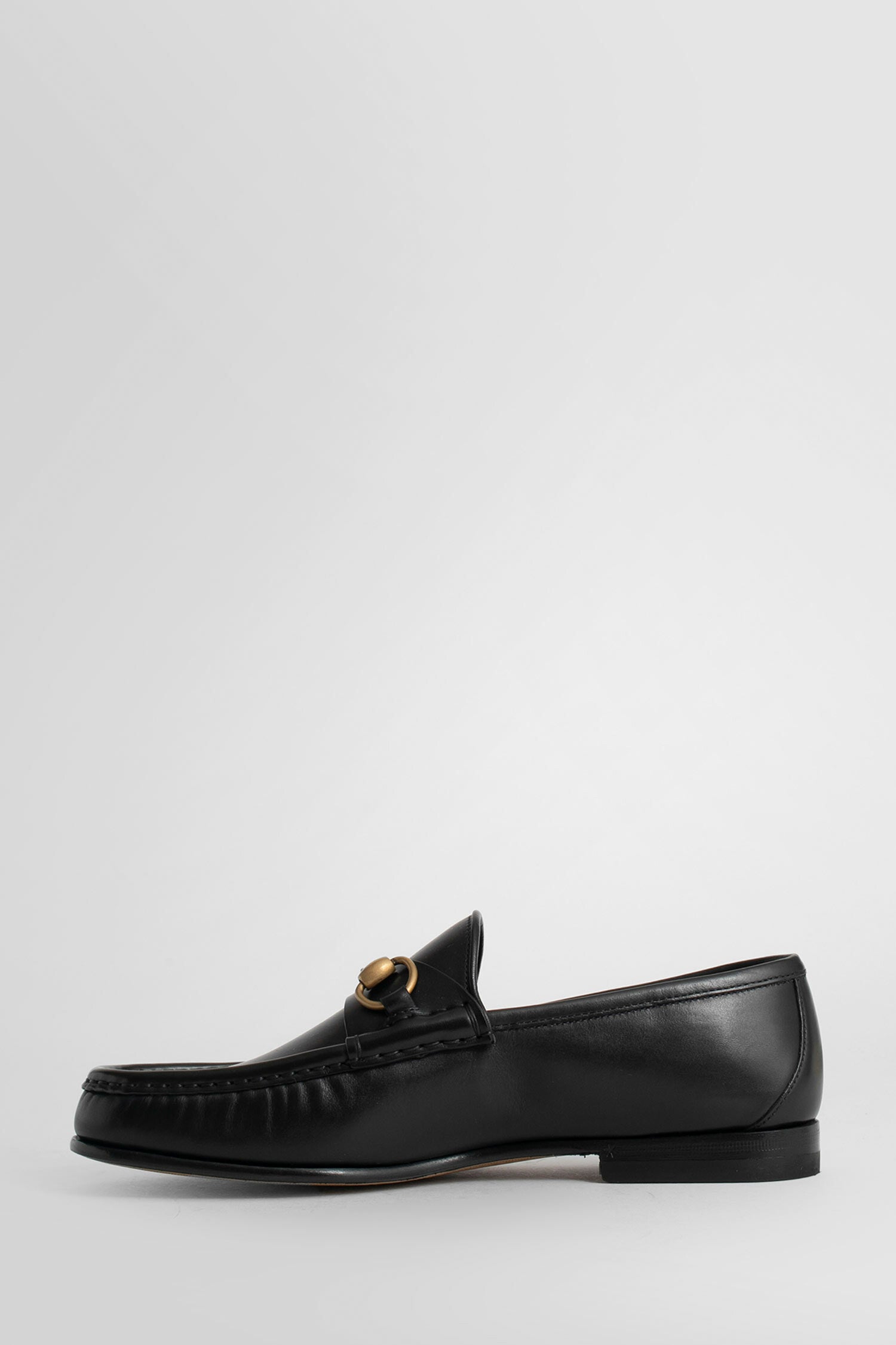 Gucci Black Jordan Buckle Embellished Leather Loafers | ModeSens