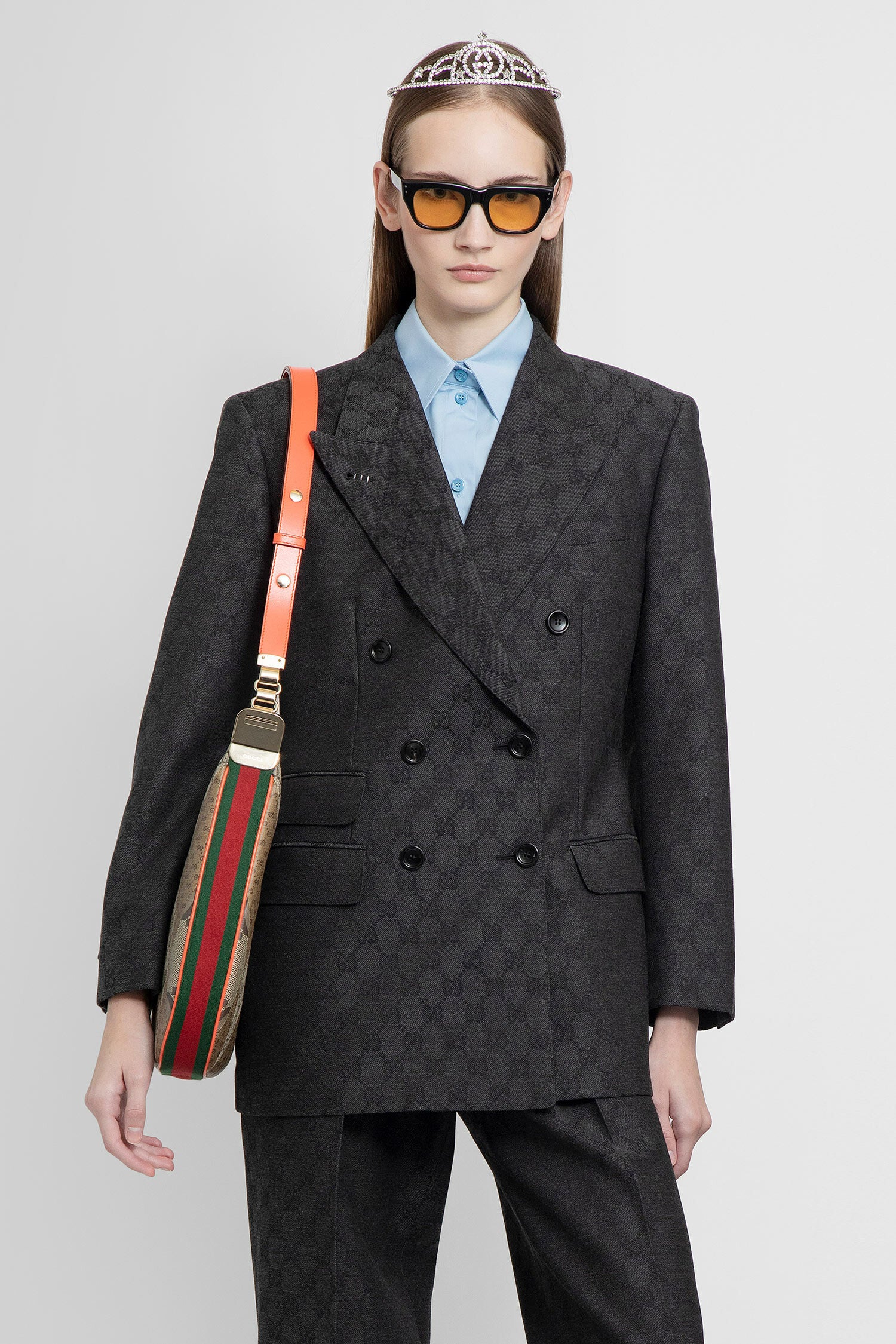 Gucci Woman Grey Blazers | ModeSens