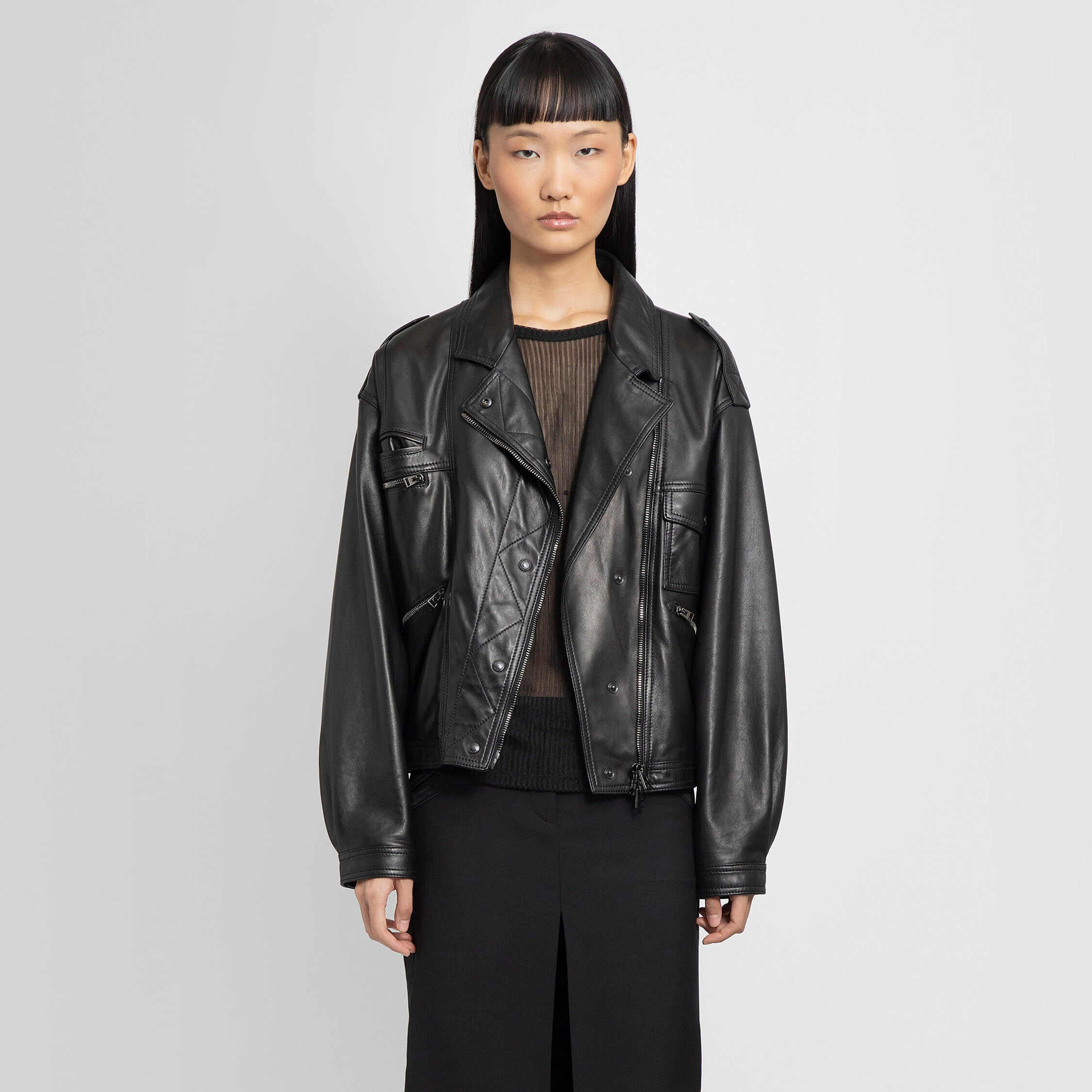 TOM FORD WOMAN BLACK LEATHER JACKETS - TOM FORD - LEATHER JACKETS |  Antonioli