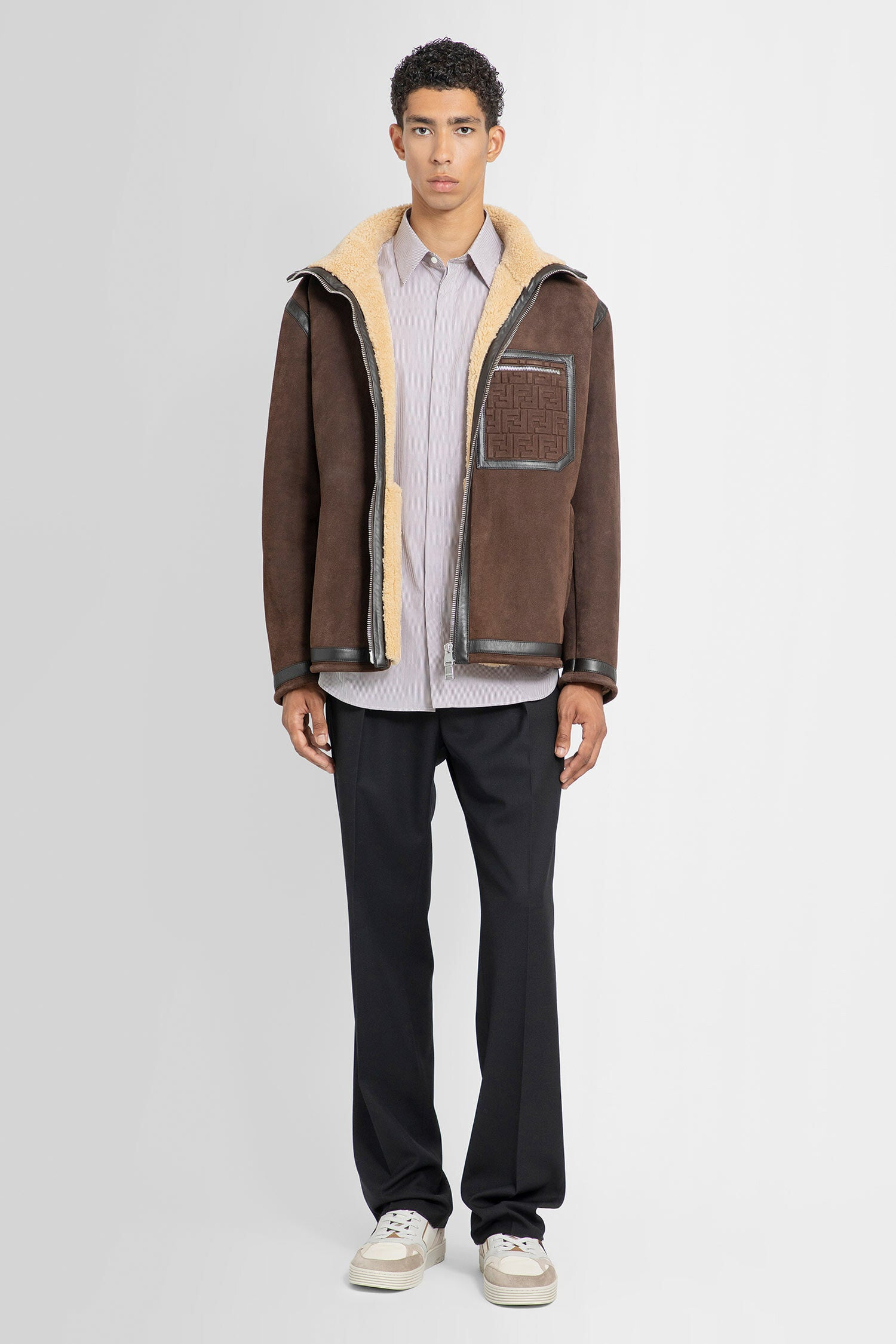 FENDI MAN BROWN LEATHER JACKETS