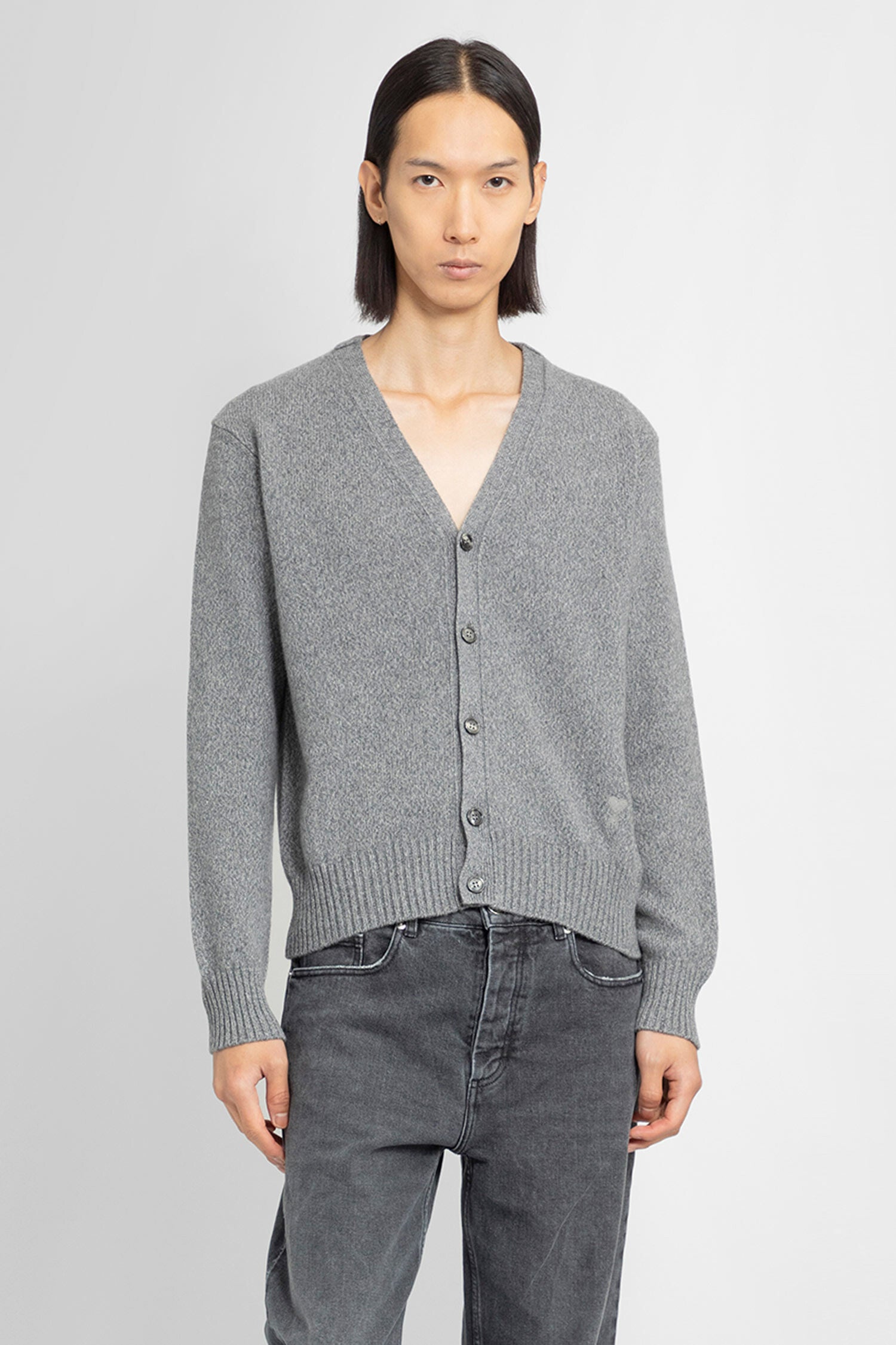 AMI PARIS MAN GREY KNITWEAR