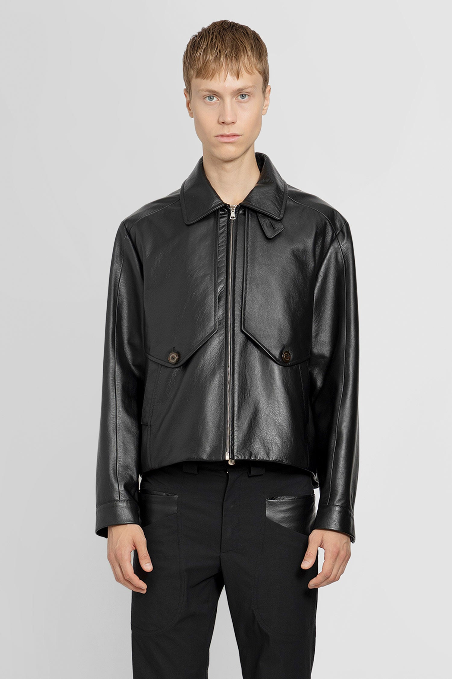 Kiko Kostadinov Man Black Leather Jackets | ModeSens