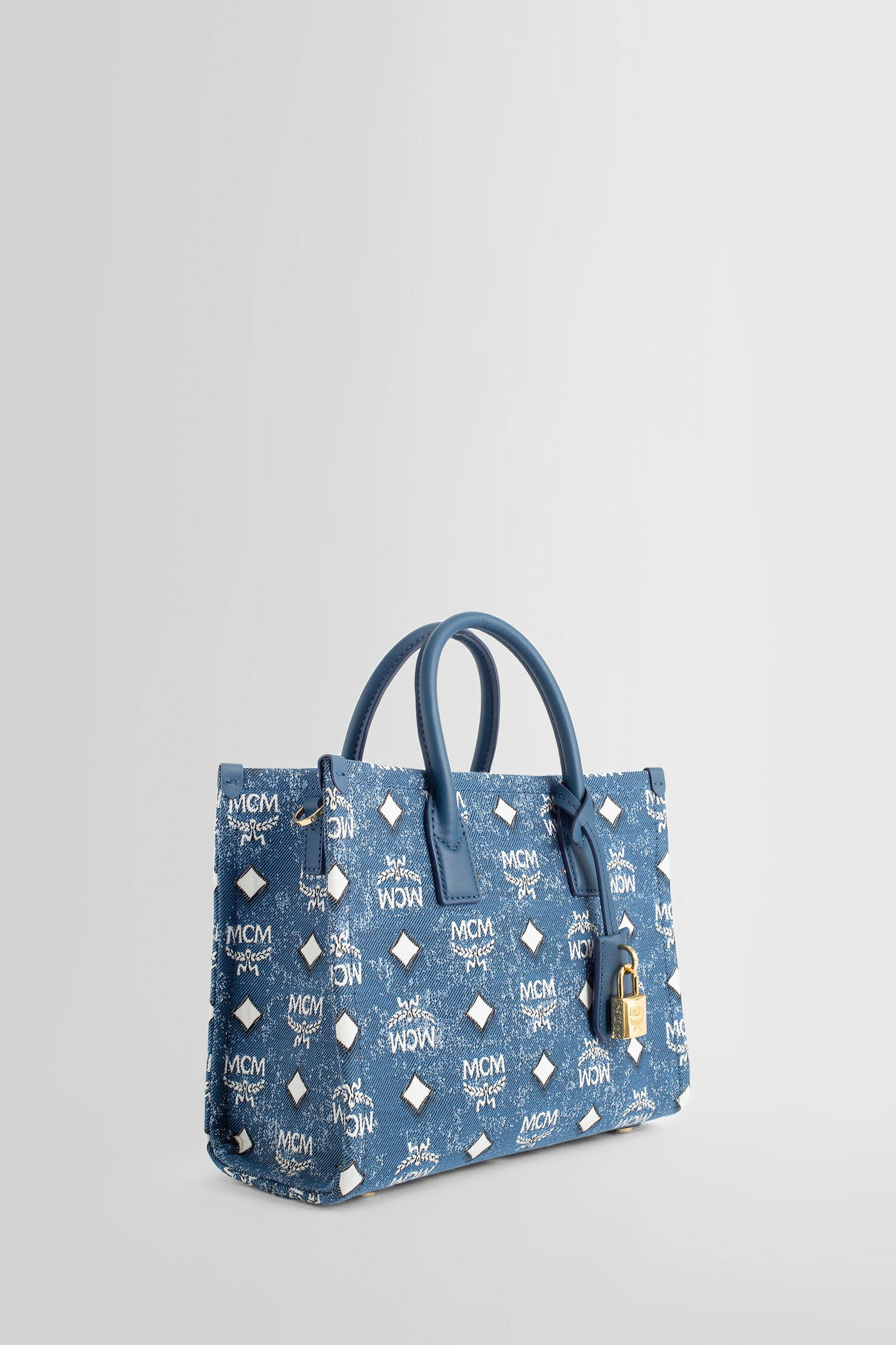 Tote MCM Blue in Suede - 15538512