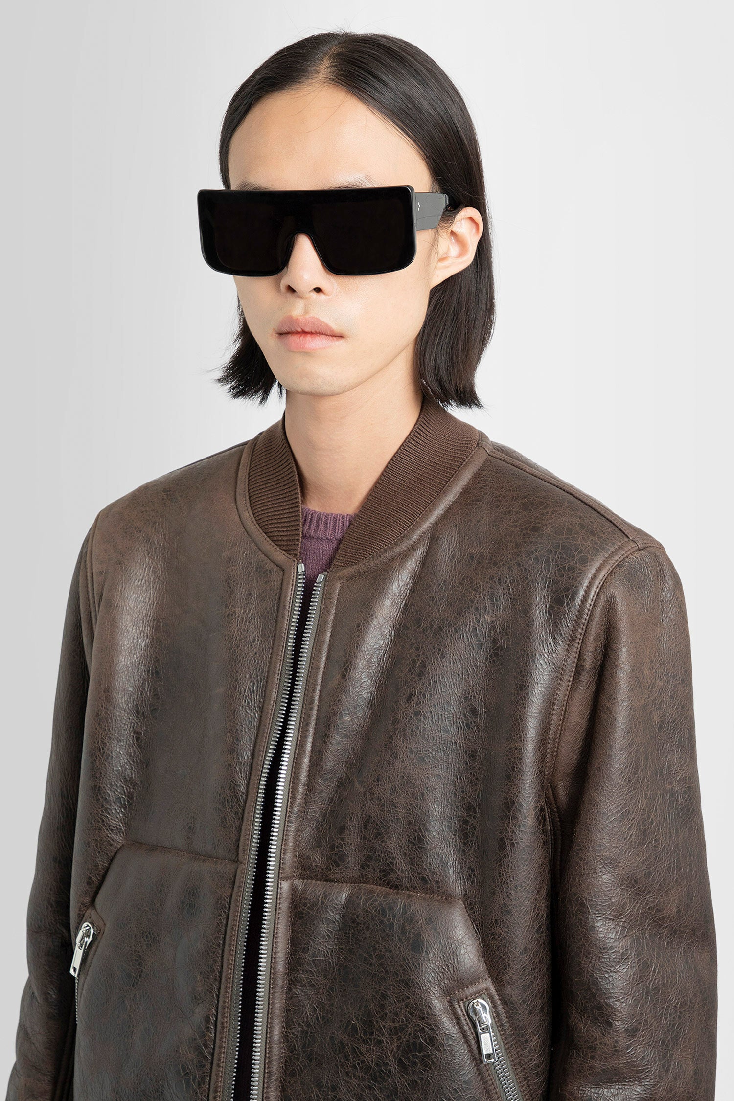 RICK OWENS MAN BROWN LEATHER JACKETS