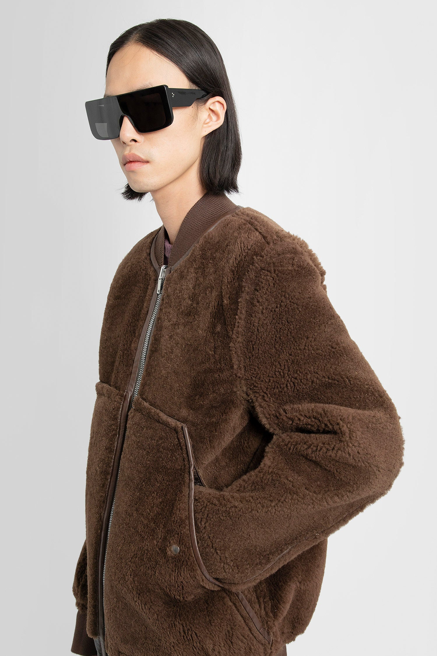 RICK OWENS MAN BROWN LEATHER JACKETS