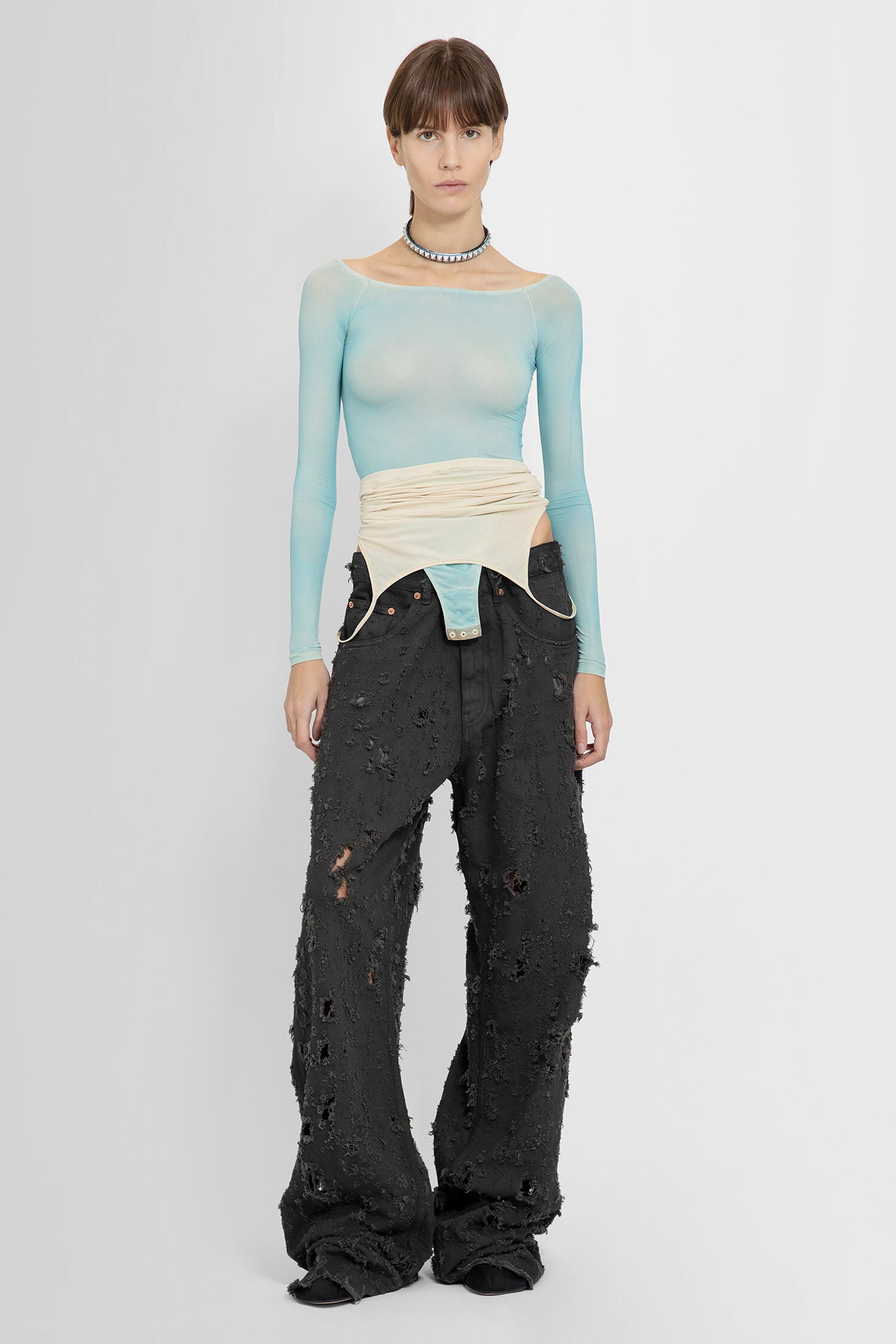 MM6 MAISON MARGIELA WOMAN BLUE BODYSUITS