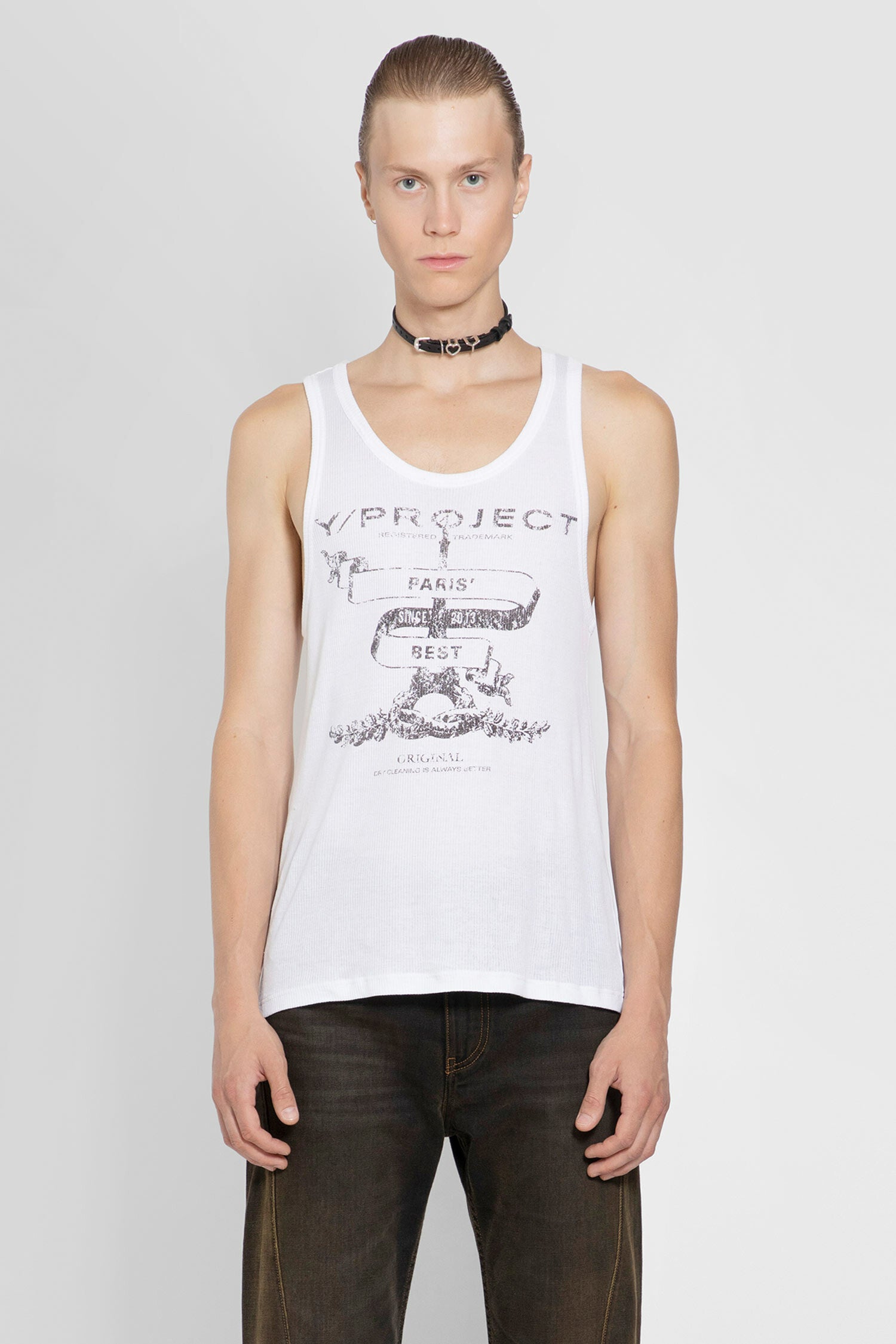 Y/PROJECT MAN WHITE TANK TOPS