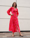 Twisted Front Dress | Wanda Soft Jersey Maxi Dress in a Red Pink Floral Print