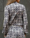 Black & Cream Bow Blouse | Zoe Geometric Print Soft Jersey Blouse