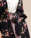 Black & Pink Kimono | Coco Cherry Blossom Print Robe