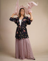 Black & Pink Kimono | Coco Cherry Blossom Print Robe