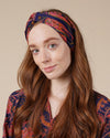 Pink & Navy Blue Headband | Abi Silky Paisley Twisted Knot Hairband