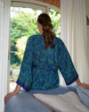 Turquoise & Blue Kimono | Emily Lightweight Silky Paisley Robe