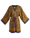 Mustard & Blue Kimono | Emily Lightweight Silky Paisley Robe