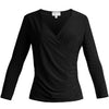 Black Ruched Top | Issy Long Sleeve Faux Wrap Soft Jersey Top