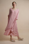 Dusky Pink Layered Dress | Chelsea Loose Fitting Dress with Front Button Detail