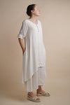 White Layered Dress | Chelsea Loose Fitting Dress with Front Button Detail