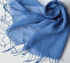 Talia | Linen Scarf with Tassels - Cobalt Blue