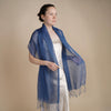 Talia | Linen Scarf with Tassels - Cobalt Blue