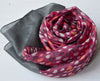 Tiffany | Silk Chiffon Neck Scarf - Raspberry Pink & Grey Raindrops