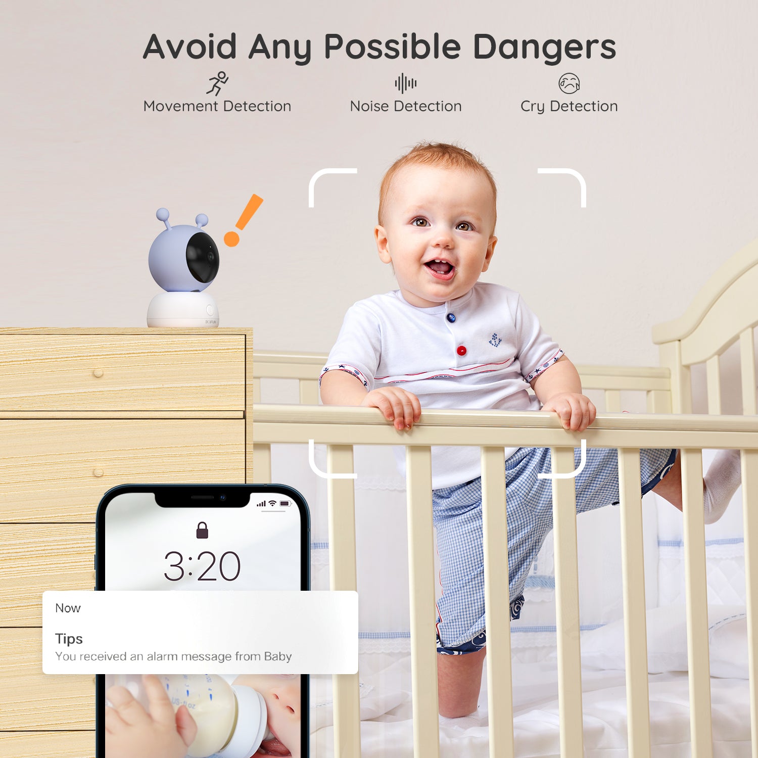Babyfoon BOIFUN Caméra vidéo Interphone bébé avec écran Prise en